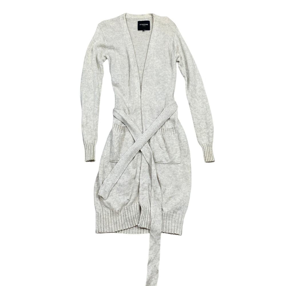 Le Superbe Long Belted Open Cardigan Sweater Women's XS